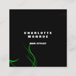 Carte De Visite Carré Moderne Minimaliste Professionnel Noir Vert