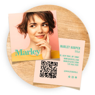 Carte De Visite Carré Moderne Minimaliste Simple Cute Fun Chic Photo