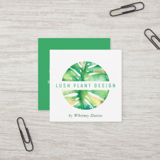Carte De Visite Carré MODERNE MONSTERA LEAF LOGO vie botanique vert