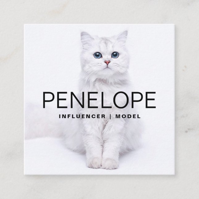 Carte De Visite Carré Moderne Personnalisé Deux Photo Scannable Code QR (Devant)