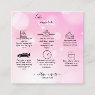 Carte De Visite Carré Moderne Pink Girl Gradient Cake Care Carré Busine