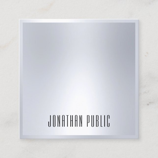 Carte De Visite Carré Moderne professionnel Faux Argent Élégant Modèle (Devant)
