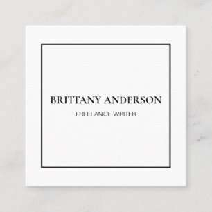 Carte De Visite Carré Moderne professionnel minimaliste manuscrit blanc