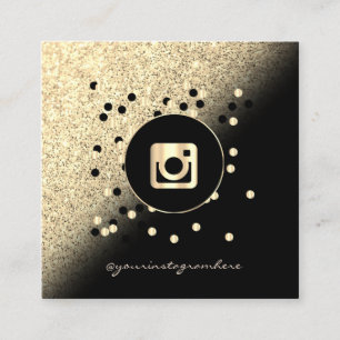 Carte De Visite Carré Moderne Professionnel, points de glitter doré Inst