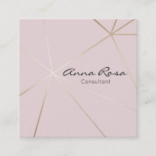 Carte De Visite Carré *~* Moderne rose Géométrique Rose à la mode Gold F