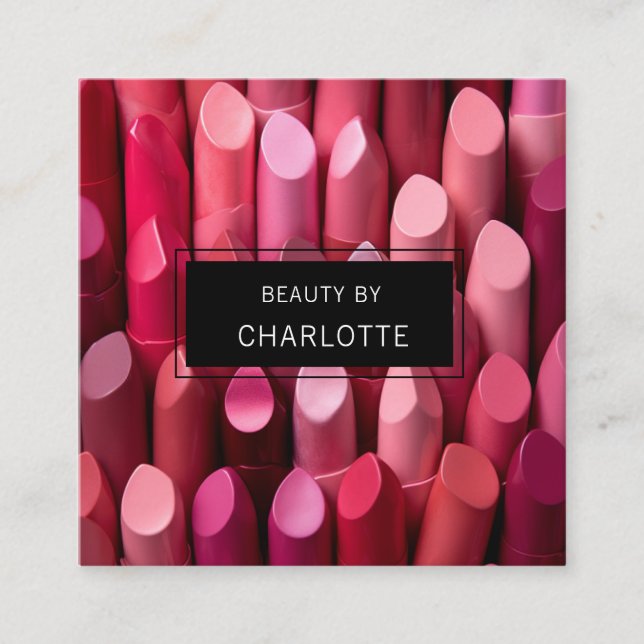 Carte De Visite Carré Moderne, salon, maquillage, beauté, rouge à lèvres (Devant)