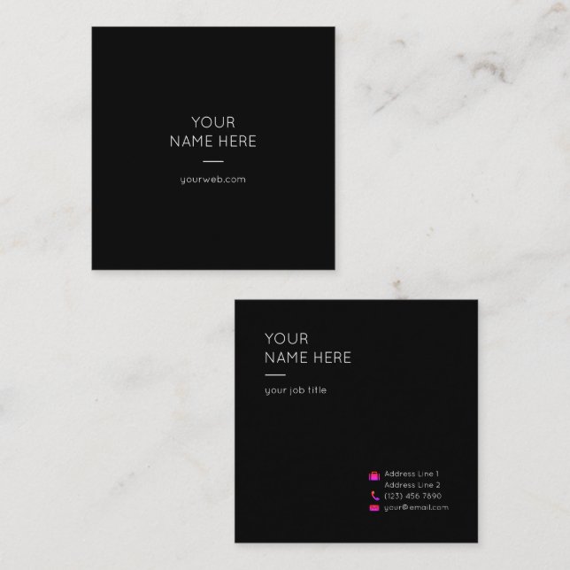 Carte de visite carré moderne simple minimaliste (Devant / Derrière)