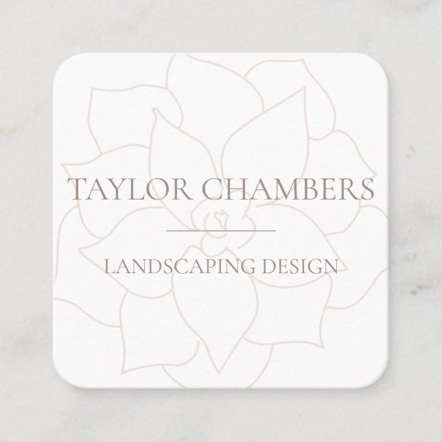 Carte De Visite Carré Moderne Succulent Simple (Devant)