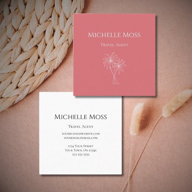 Carte De Visite Carré Moderne Tropical Foliage Palmiers Botanique (Créateur téléchargé)