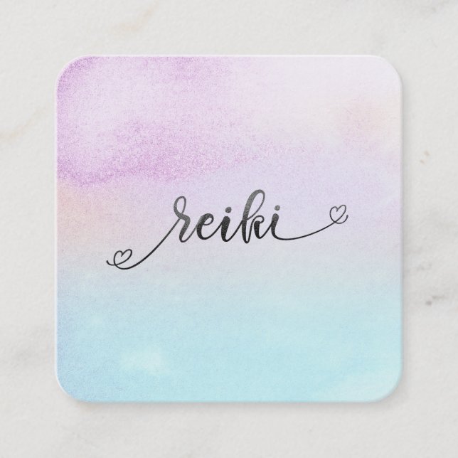 Carte De Visite Carré *~* Monnaie Turquoise Magenta Parties scintillant  (Devant)