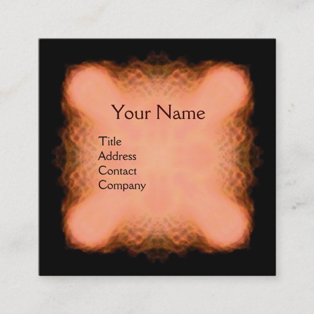 CARTE DE VISITE CARRÉ MONOGRAM ABSTRAIT CARRÉ BROWN ROUGE (Devant)