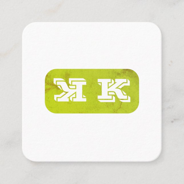 Carte De Visite Carré Monogram Flip (vert rustique) (Devant)