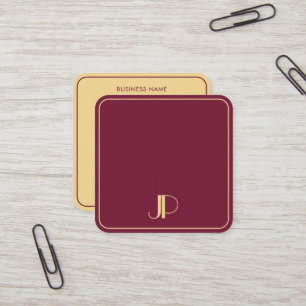 Carte De Visite Carré Monogram Modèle Luxe Bordeaux Et Or