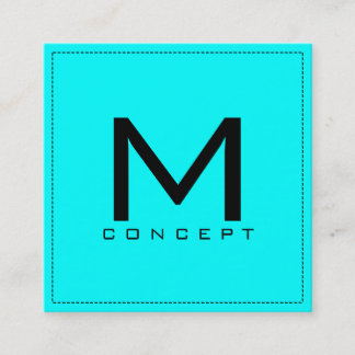 Carte De Visite Carré Monogram Professional Elegant Aqua moderne