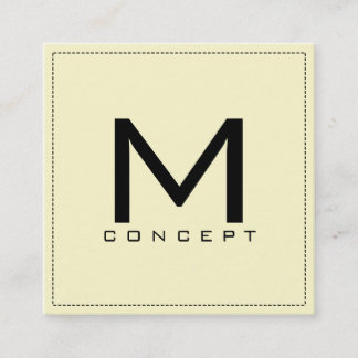 Carte De Visite Carré Monogram Professional Elegant Crème moderne