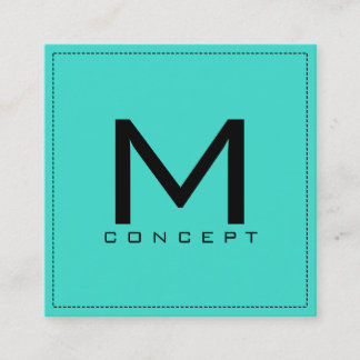 Carte De Visite Carré Monogram Professional Élégant Moderne Turquoise