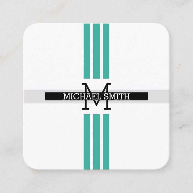 Carte De Visite Carré Monogram Professional Moderne Keppel Stripes (Devant)