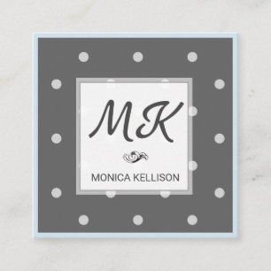 Carte De Visite Carré Monogramme à pois