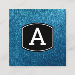 Carte De Visite Carré Monogramme    Arrière - plan de texture bleu brill