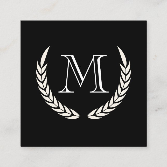 Carte De Visite Carré Monogramme avec éléments (Devant)