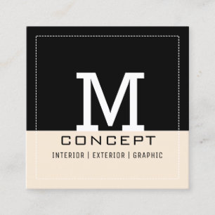 Carte De Visite Carré Monogramme blanc d'antiquité moderne