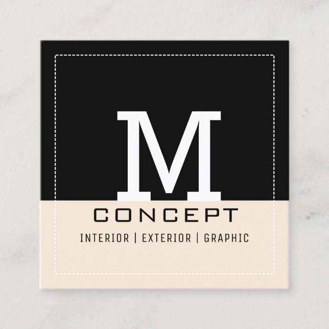 Carte De Visite Carré Monogramme blanc d'antiquité moderne (Devant)