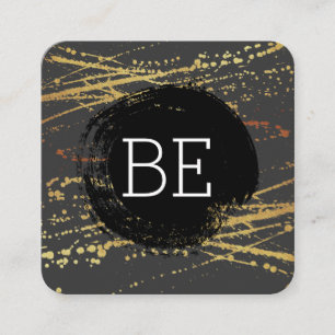 Carte De Visite Carré Monogramme Brossé Or Spatter