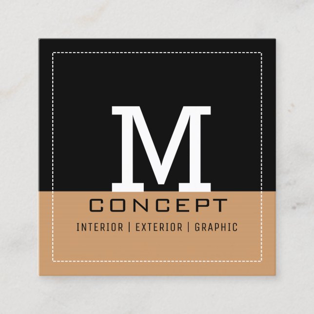 Carte De Visite Carré Monogramme Brown moderne professionnel (Devant)