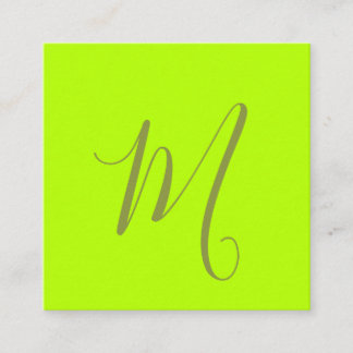 Carte De Visite Carré monogramme chic lime néon