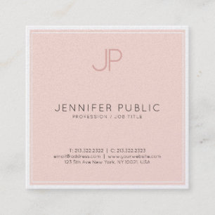 Carte De Visite Carré Monogramme chic minimaliste tendance rose vif Luxe
