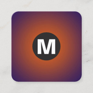 Carte De Visite Carré Monogramme circulaire - Dégradé - Orange, Dp Navy