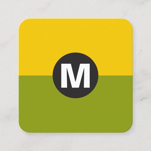 Carte De Visite Carré Monogramme circulaire - Deux tons 02 (Devant)