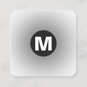 Carte De Visite Carré Monogramme circulaire - Gradient - Gris à blanc