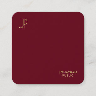 Carte De Visite Carré Monogramme couleur or Modèle Premium Pearl Luxe