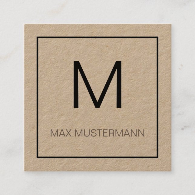 Carte De Visite Carré monogramme de Black and White (Devant)