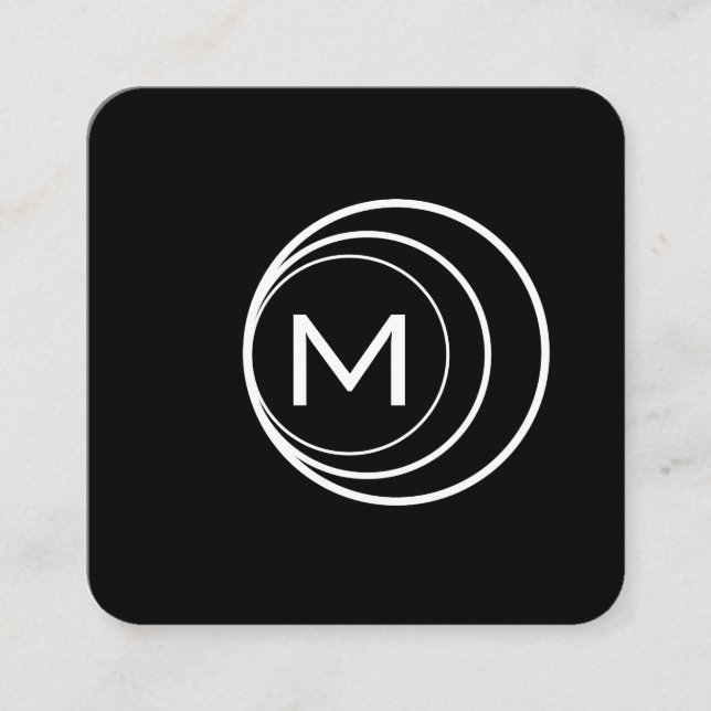 Carte De Visite Carré Monogramme de logo contemporain (noir / gris) (Devant)