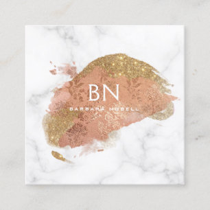 Carte De Visite Carré Monogramme de marbre blanc de parties