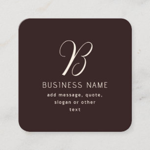 Carte De Visite Carré Monogramme de nom d'entreprise élégant moderne M