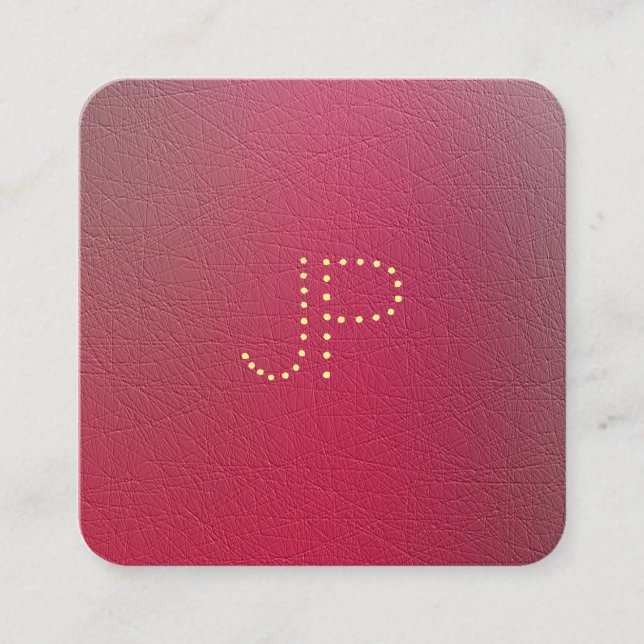 Carte De Visite Carré Monogramme d'or Texté Structuré Modèle (Devant)