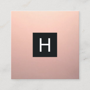 Carte De Visite Carré Monogramme en cuivre or Rose simple et moderne