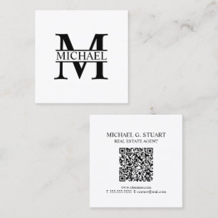 Carte De Visite Carré Monogramme et nom professionnels