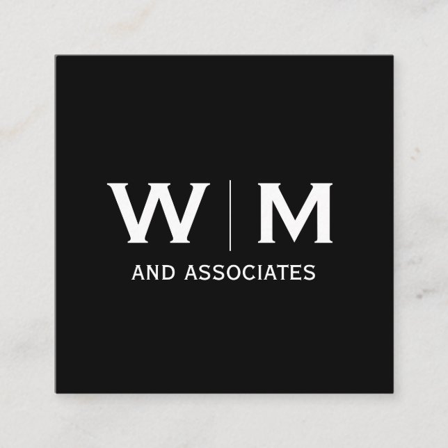 Carte De Visite Carré Monogramme | Exécutif (Devant)