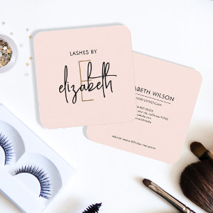 Carte De Visite Carré Monogramme Lashes Esthétique Beauté Blush Rose