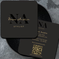 Monogramme Luxe Tendance Esthétique QR Code Or Noi