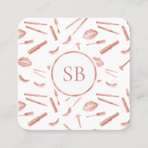 Carte De Visite Carré Monogramme maquillage Artiste Lashes Lipstick Masc