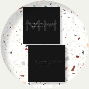 Carte De Visite Carré Monogramme masculin, gris