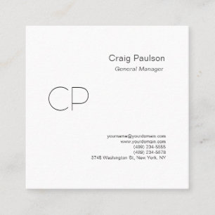 Carte De Visite Carré Monogramme minimaliste moderne simple tendance