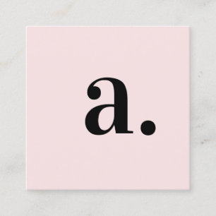 Carte De Visite Carré Monogramme minimaliste rose vif Code QR moderne