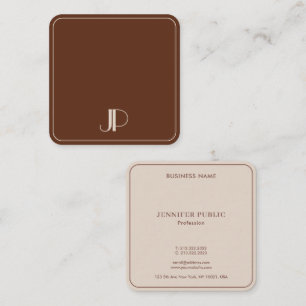 Carte De Visite Carré Monogramme moderne Modèle Luxe Élégante Terracotta