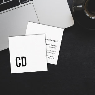 Carte De Visite Carré Monogramme noir blanc élégant simple minimaliste